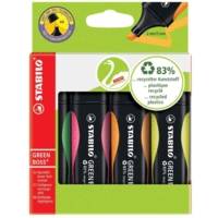 Étui carton de 4 Surligneurs GREEN BOSS Pointe Biseautée 2-5 mm Couleurs assorties - STABILO