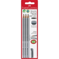 3 crayons graphite Grip 2001, HB + 1 gomme - Faber-Castell