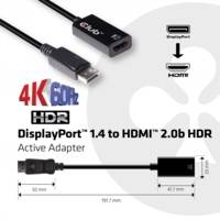 DisplayPort Adaptateur DisplayPort mâle HDMI Femelle Noir HDR 4K60Hz aktiv - CLUB 3D