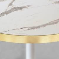 Table pied blanc Ø70cm marbre blanc chant laiton - intérieur - RestooTab