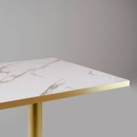 Mange-debout pied Doré 60x60cm marbre blanc chants laiton - intérieur - RestooTab