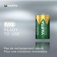 2x Accus NI-MH "Power Accu Ready 2 Use", Mono (D/HR20) 3000 mAh - VARTA