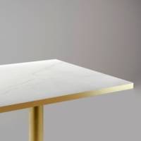 Table pied Doré 70x70cm marbre paros chants laiton - intérieur - RestooTab
