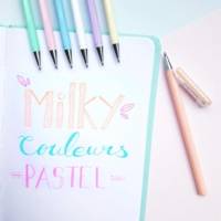 Pochette de 6 Rollers encre gel Hybrid Milky K108P Assortis pastel - PENTEL