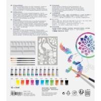 Set Peinture aquarelle - 12 tubes 5ml + palette + pinceau + pochoir - FABER-CASTELL