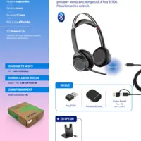 Casque micro sans fil Bluetooth Poly Voyager Focus 1 reconditionné