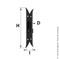Gond sur platine queue de carpe double protection noir Ø14 mm - 40 x 220 mm - Gedimat - AFBAT