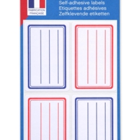 Pochette de 24 étiquettes scolaires cadres et lignés 36X56mm bleu et rouge - Apli-Agipa