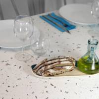 Table pied noir 70x70cm terrazzo cassata - intérieur - RestooTab