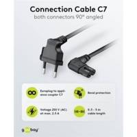 Cordon Electrique Coudé CEE 7/16 / IEC 60320 C7, 3 m, noir - GOOBAY