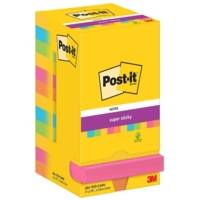 Bloc-note adhésif Super Sticky Notes, 76 x 76 mm Jaune, vert et rose - Post-it