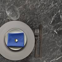 Plateau de table rond Marbre Noir & laiton - RestooTab