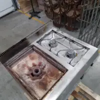Piano à gaz sur meuble ouvert - 2 feux nus à droite + plaque coup de feu 400 x 550 - 15,6kW - W340111 - Capic