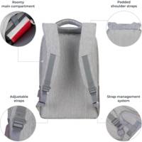 Sac à Dos pour PC portable Anti-Vol Gris/Mocha 15.6 - RIVACASE
