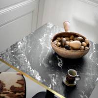 Plateau de table rectangle Marbre Royal & laiton - RestooTab