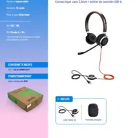 Casque micro filaire USB Jabra Evolve 40 reconditionné
