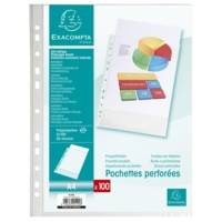 Sachet 100 pochettes perforées PP A4 grainé 5/100 Transparent - EXACOMPTA