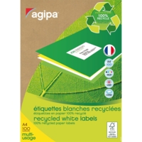 Boîte de 2400 étiquettes d'adresse 63,5x33,9mm recyclées blanche - Agipa